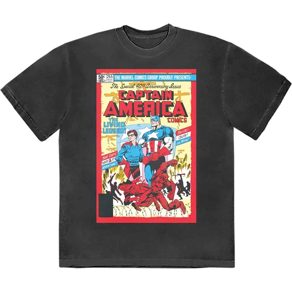 Marvel Captain America - Living Legend Comic Cover Tshirt Homme - Noir